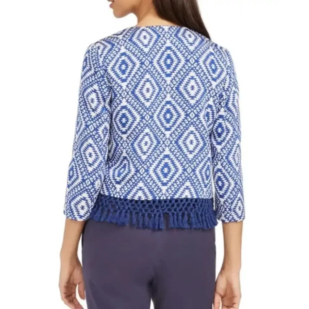 J. McLaughlin Rialto Jacquard Fringe Crop Jacket M NWT
